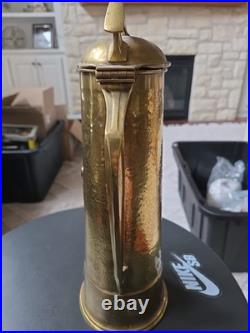 Antique German Secessionist Brass Wine Flagon Pitcher Arts Nouveau Vintage