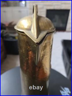 Antique German Secessionist Brass Wine Flagon Pitcher Arts Nouveau Vintage