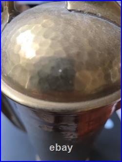 Antique German Secessionist Brass Wine Flagon Pitcher Arts Nouveau Vintage