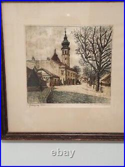 Antique German Signed water color