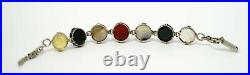 Antique German Silver Bracelet Bloodstone Carnelian Multi Gemstone Links