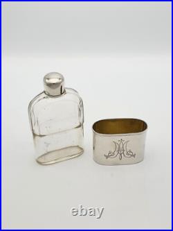 Antique German Silver & Cut Glass Hip Flask Vintage Travel Flask circa 1920 Antique German Silver & Cut Glass Hip Flask Vintage Travel Flask circa 1920
