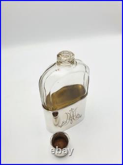Antique German Silver & Cut Glass Hip Flask Vintage Travel Flask circa 1920 Antique German Silver & Cut Glass Hip Flask Vintage Travel Flask circa 1920