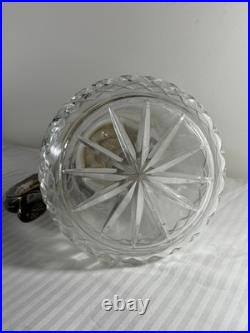 Antique German Silver-Plated Cut Crystal Pitcher with Lids & Glass Insert