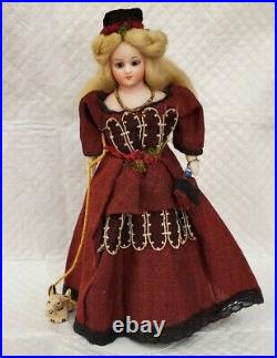 Antique German Simon Halbig Bisque Shoulder Head Dollhouse 1160 Lady Doll with Dog