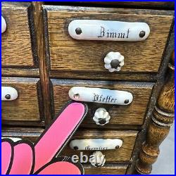 Antique German Spices Box 19th Century Small Cabinet Woodwork Ceramic 11.5 Antique German Spices Box 19th Century Small Cabinet Woodwork Ceramic 11.5