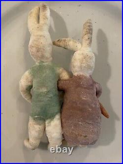 Antique German Spun Cotton Easter Rabbit Rabbits Bunnies