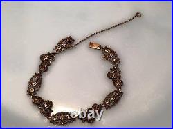 Antique German Sterling Silver Grape Cluster Black Alaskan Hematite Bracelet