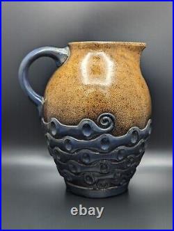 Antique German Stoneware Salt Glaze Pitcher Art Ceramic #3029