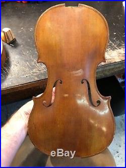 Antique German Strad Copy 4/4 Violin, Repair Parts Vintage. Experimental. Old