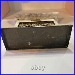 Antique German Tin Gilt Marble Topped Dollhouse Miniature Fireplace W Fire Antique German Tin Gilt Marble Topped Dollhouse Miniature Fireplace W Fire