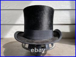 Antique German Top Hat Stove Pipe Beaver 6 5/8 Original Box 1880