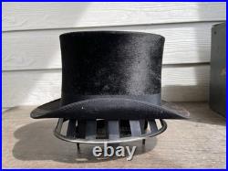 Antique German Top Hat Stove Pipe Beaver 6 5/8 Original Box 1880