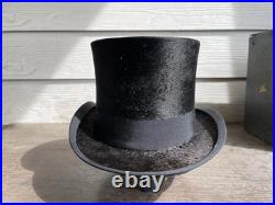 Antique German Top Hat Stove Pipe Beaver 6 5/8 Original Box 1880