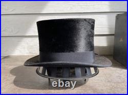 Antique German Top Hat Stove Pipe Beaver 6 5/8 Original Box 1880