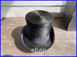 Antique German Top Hat Stove Pipe Beaver 6 5/8 Original Box 1880