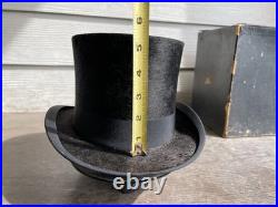 Antique German Top Hat Stove Pipe Beaver 6 5/8 Original Box 1880