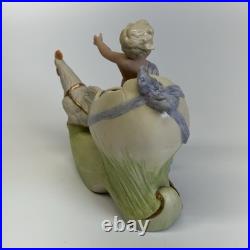 Antique German Victorian Baby Girl Doll Easter Egg & Chicken Bisque Figurine