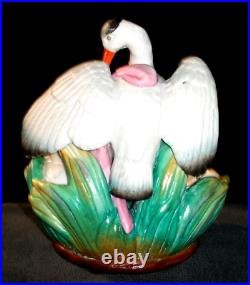 Antique German Victorian Beautiful Stork & Baby Girl Doll Bisque Figurine