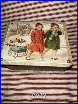 Antique German Victorian Lithograph Children's Sewing Box