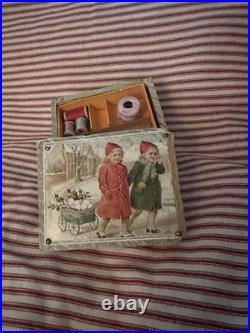 Antique German Victorian Lithograph Children's Sewing Box