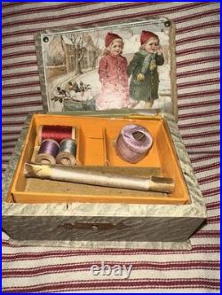 Antique German Victorian Lithograph Children's Sewing Box