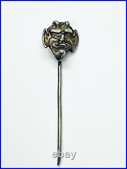 Antique German Victorian Sterling Silver Mephistopheles Devil Stick Lapel Pin