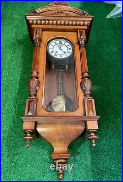 Antique German Vienna Regulator Wall Clock Ornate Case/Pendulum