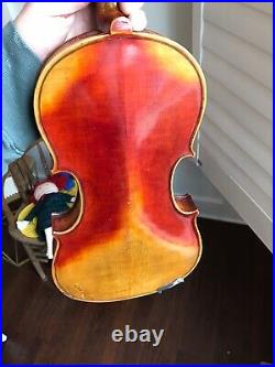 Antique German Violin 4/4 Vintage Fiddle Germany With Stone Case And Bow