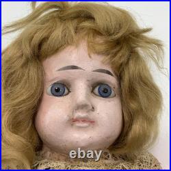 Antique German Wax Paper Mache 22 Doll with Glass Eyes