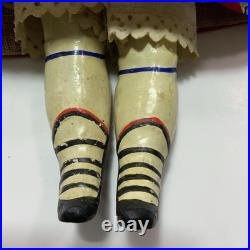 Antique German Wax Paper Mache 22 Doll with Glass Eyes
