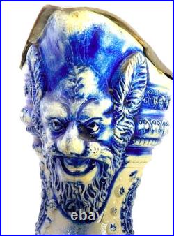 Antique German Westerwald Art Pottery Ewer, c1900 Salt Glaze Detailed 14