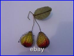 Antique German Wired Cotton Pears Ornament