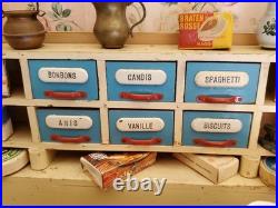 Antique German Wood toy miniature Kitchen, Shop Store With 25+ Accessories