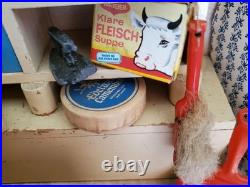 Antique German Wood toy miniature Kitchen, Shop Store With 25+ Accessories