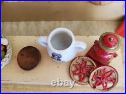 Antique German Wood toy miniature Kitchen, Shop Store With 25+ Accessories