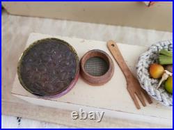 Antique German Wood toy miniature Kitchen, Shop Store With 25+ Accessories