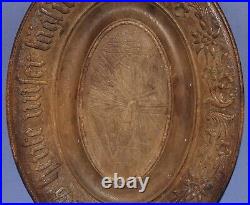 Antique German handmade wood carving decorative plaque plate