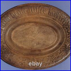 Antique German handmade wood carving decorative plaque plate