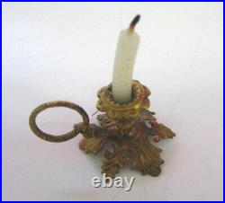 Antique German miniature dollhouse ormolu Decorative finger candle