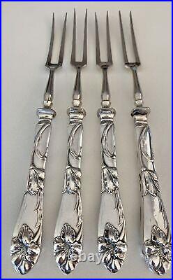 Antique German silver art nouveau jugendstil meat forks excellent