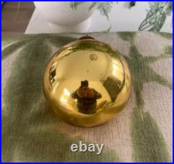 Antique Gold Large Vintage German Kugel Christmas Ornament HandBlown Glass 1900s