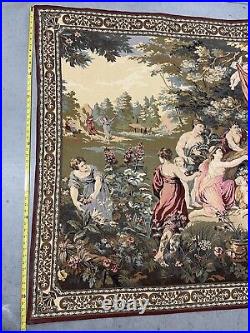 Antique Gorgeous Vintage German Scenic Tapestry Wall Hanging 6.8 X 4.4 F