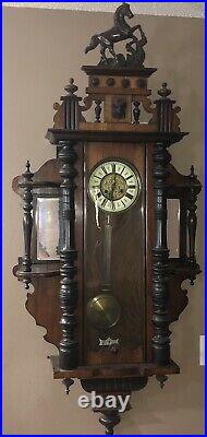 Antique Gustav Becker German Style Vienna horse top wall clock