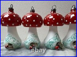 Antique Handblown Glass German Mushroom Christmas Ornaments
