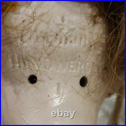 Antique Handwerck #1 German Bisque Doll Sleep Eyes Teeth Earrings Wood Joint 17