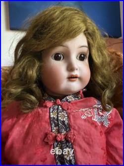 Antique Handwerck Halbig German Bisque Doll 28? Vintage Mohair Wig Sleep Eyes
