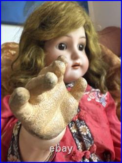Antique Handwerck Halbig German Bisque Doll 28? Vintage Mohair Wig Sleep Eyes