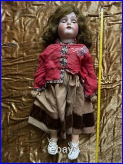 Antique Handwerck Halbig German Bisque Doll 28? Vintage Mohair Wig Sleep Eyes