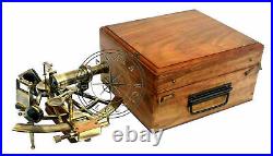 Antique Heavy German Working Sextant 8 Marine Nautical Collectible W Wooden Box